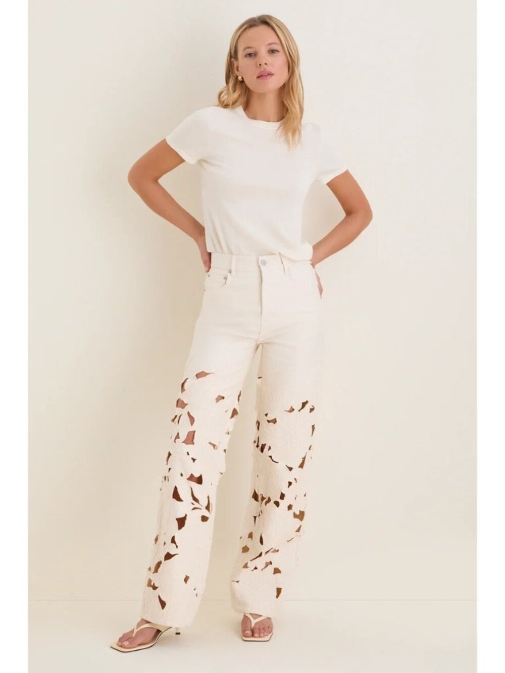 Jonathan SIMKHAI Betty Straight Leg Jeans Marshmallow Size 28 NWT